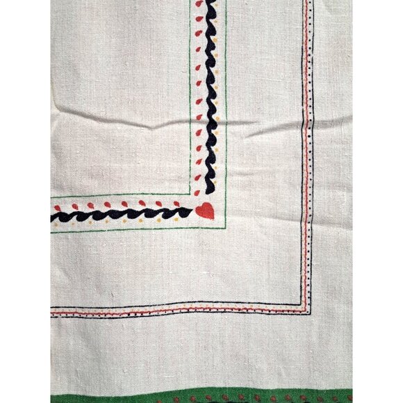 Vintage Tablecloth Pennsylvania Dutch Amish Harvest Folk Linen Rectangular 56 x - Picture 4 of 8